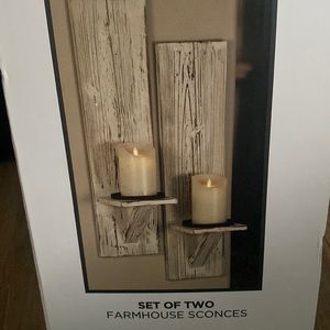 2 farmhouse sconces. Decorative wall shelves for candles or other decoration